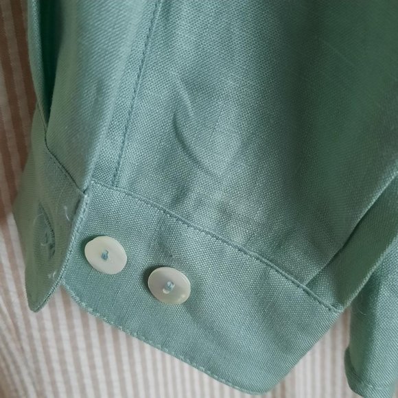 Eddie Bauer AWL Linen Long-Sleeve Sage Camp Shirt Size 6P - Picture 5 of 6